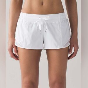 White Lululemon Speed Up shorts with tie size 4